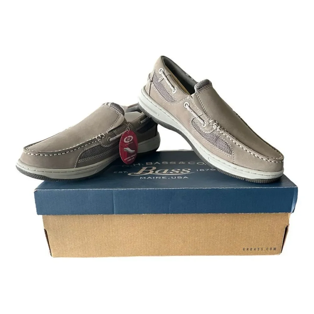 G.H. Bass Baron Spring 2 Boat Shoes Men’s 7 Smoke Gray Nubuck Mesh Slip On NIB
